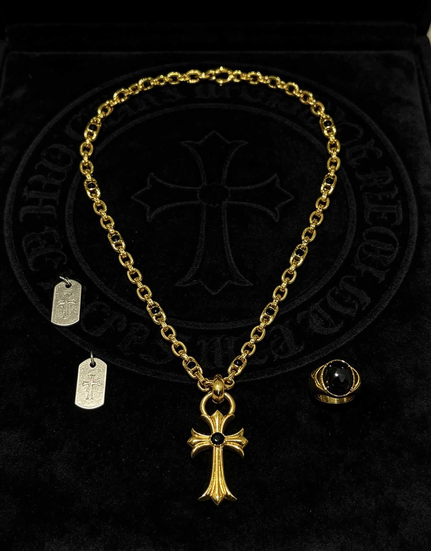 Chrome Hearts Gold Cross Pendant Necklace